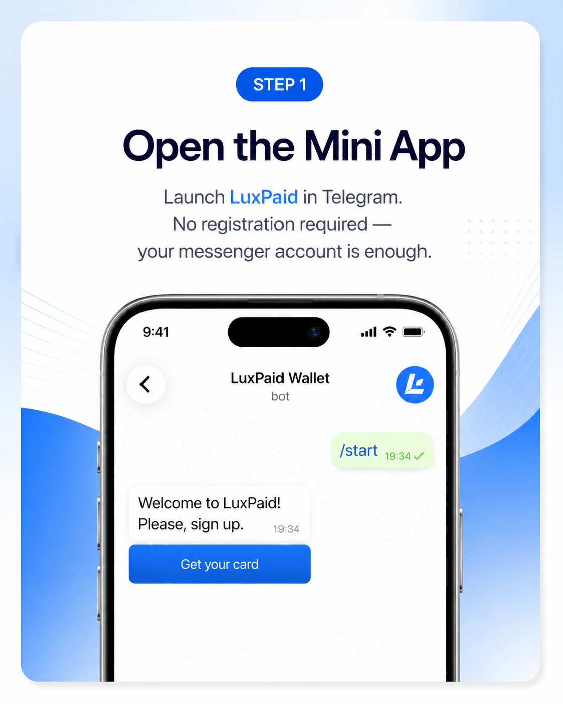 Open the LuxPaid Mini App in Telegram