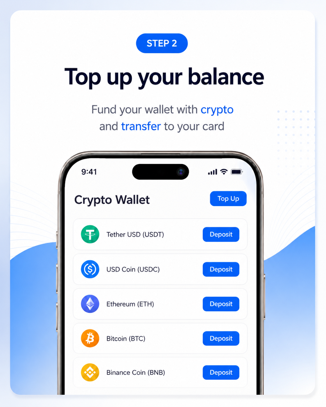 Top up your balance with crypto