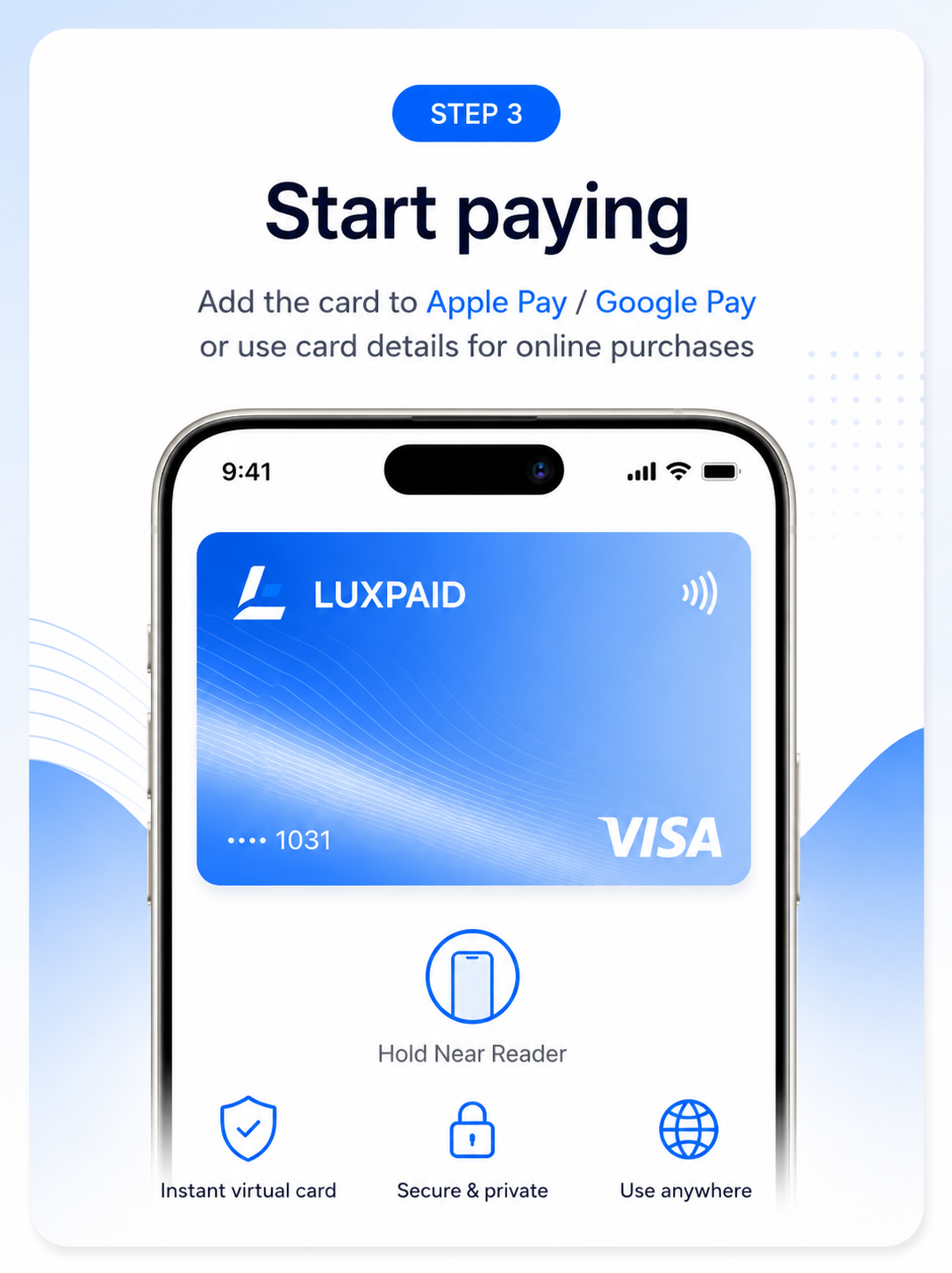Start paying with Apple Pay or Google Pay